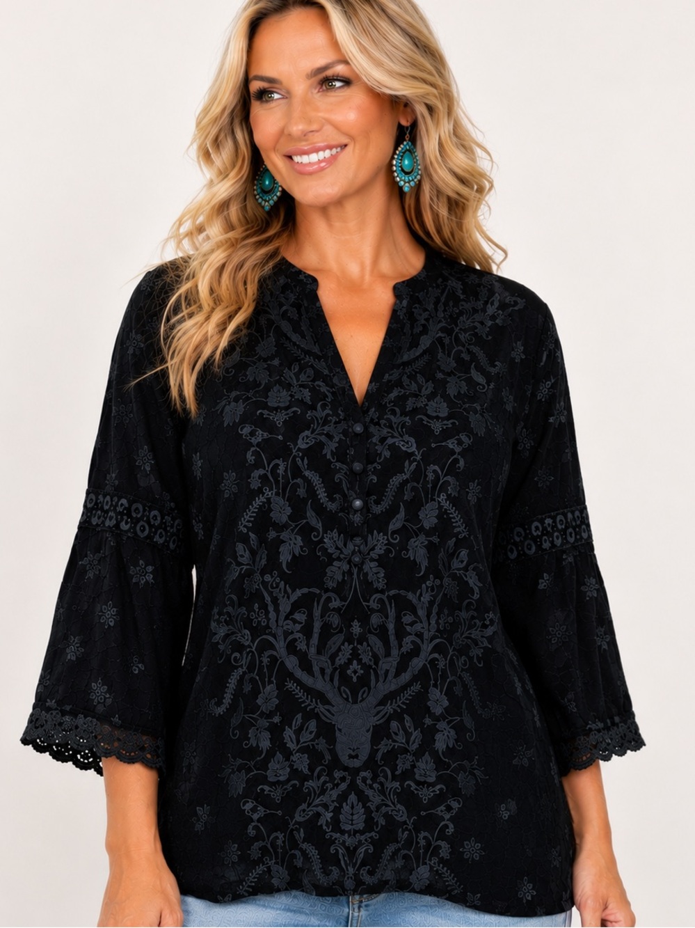Johnny Was heavily embroidered Ciervo Tunic NWT exceptionally RARE